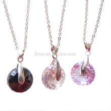 Fashion Long Bling Simple Minimal Round Faceted Zircon Pendant Chain Necklace